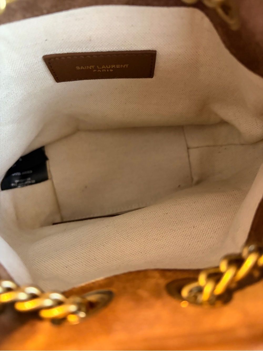 Yves Saint Laurent YSL mini Joe bucket shearling suede bag RETAIL 2,190 - Picture 10 of 14